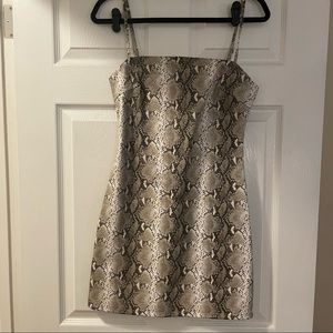 Leather effect snakeskin mini dress